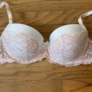 Victoria’s Secret Dream Angels lined Demi 34DD, Elegant Lace Bra Soft Pink